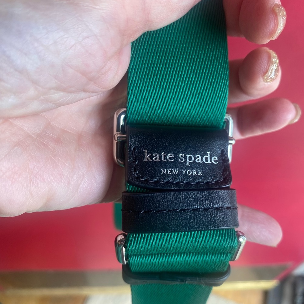 Kate Spade Fabric & Leather Trim Choux Puffy Satchel Crossbody Green NWOT - Picture 14 of 16